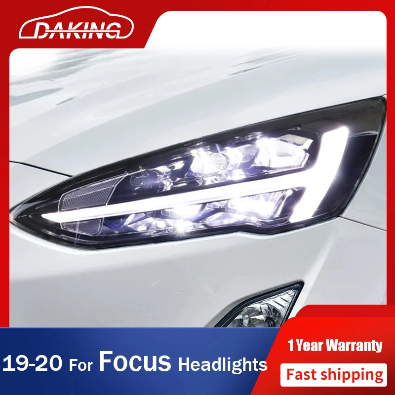 

Автомобильные передние фары для Ford Focus 2019 2020 светодиодный DRL, последовательная движущаяся лампа поворота, биксеноновые линзы, фары, автомобильные аксессуары