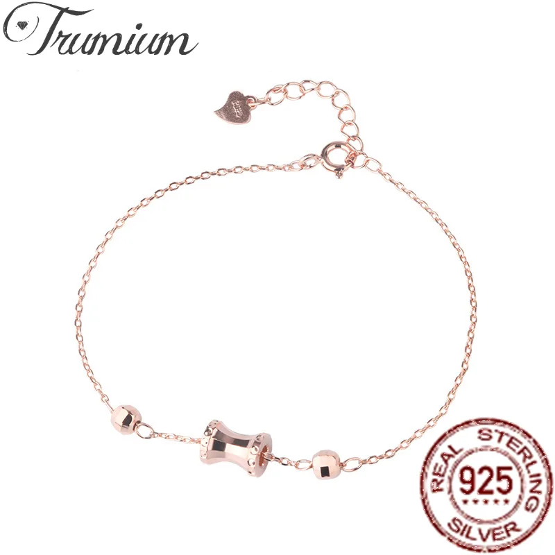 

Trumium Real 925 Sterling Silver Small Waist Bracelet Women's Bead Chopin Chain Gifts Adjustable Bangle Fine Jewelry
