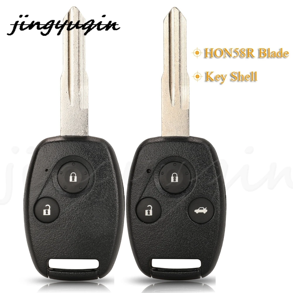 

jingyuqin 2/3 Buttons Replacement Remote Car Key Shell Case Fob For Honda With Uncut Blank HON58R Blade