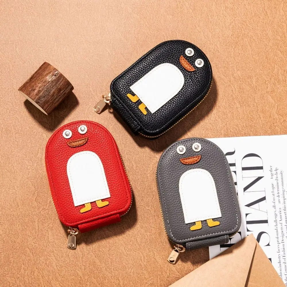 

Cartoon Penguins Card Holder Simple PU 11 Card Slots Leather Wallet Coin Purse Multi-position ID Credit Card Holder Female/Male