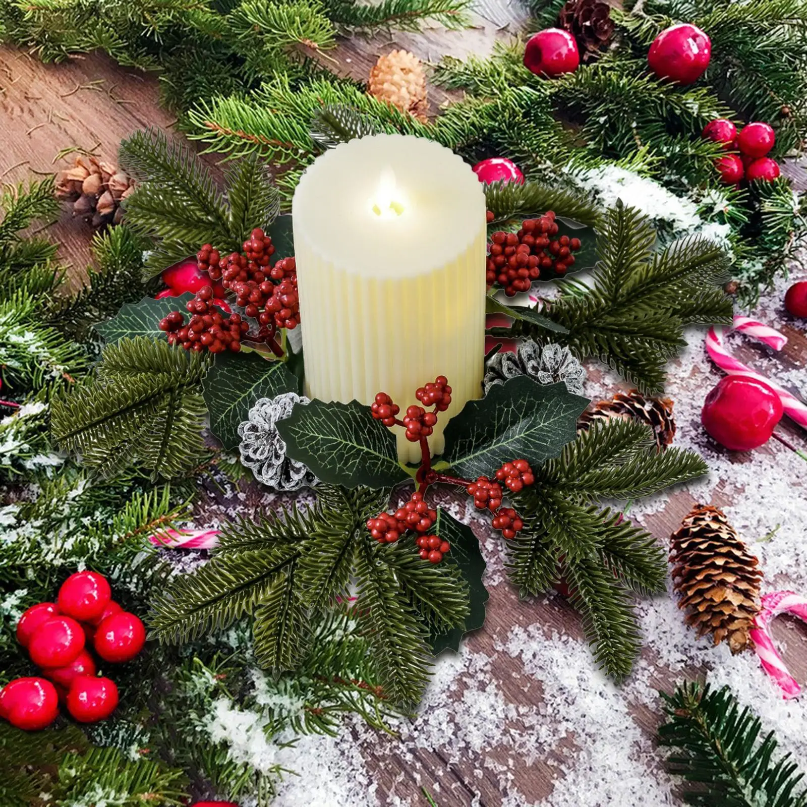Candle Ring Centerpieces Front Door Table Decor Festival Decor Candlestick Wreath for Home Window Christmas Door Bedroom