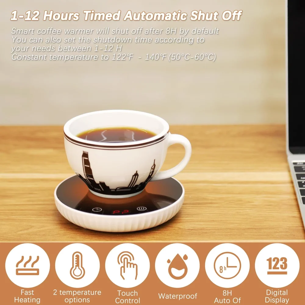 for Desk, Coffee Warmer Auto Off, 2-Temp Settings, Smart Mug Candle Office, Cup Plate Coffee,Coco