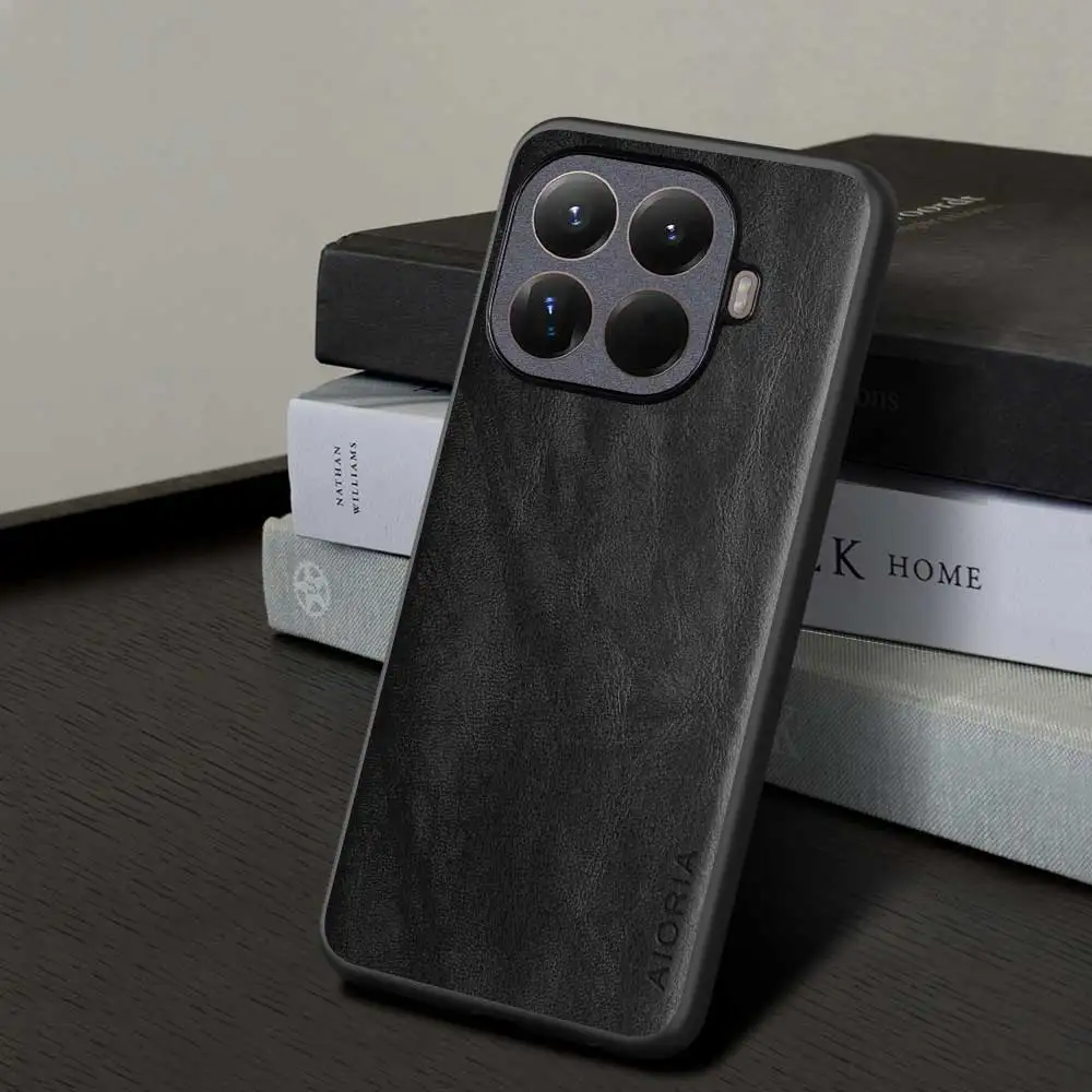 Luxury Solid Color Leather Phone Case - Premium Back Cover