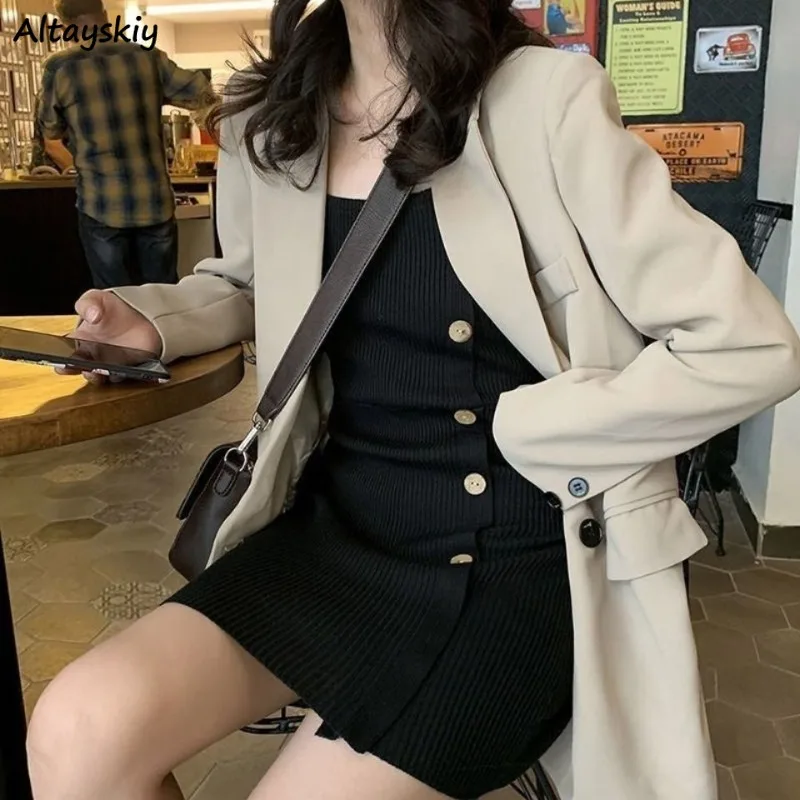 

Blazers Women Solid Simple Vintage All-match Autumn Office Lady Creativity Delicate Korean Style Basics Casual Sweet Modern New