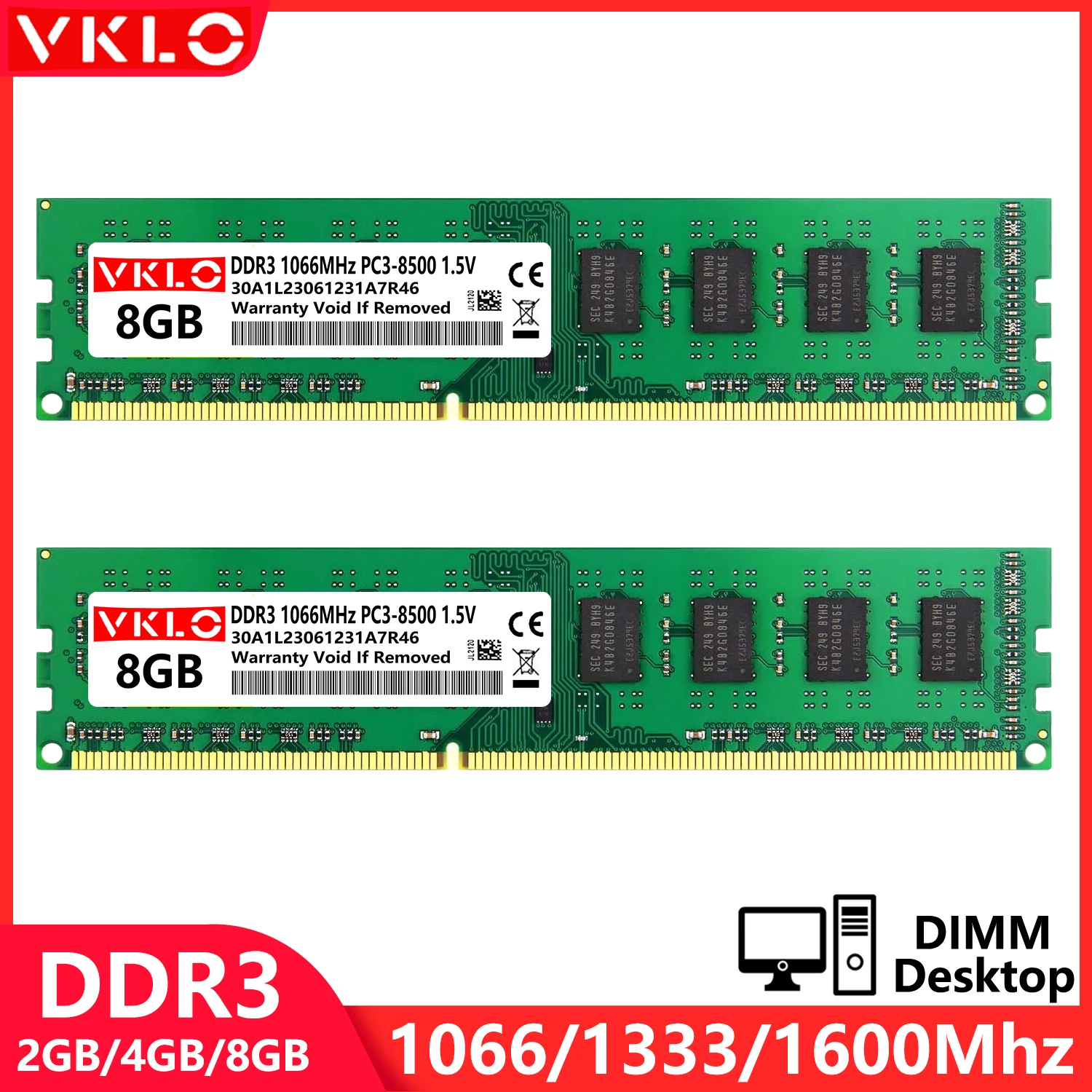 DDR3 2GB 4GB 8GB 1066 1333 1600Mhz 1.5V 240Pins Desktop Memory Ram PC3 8500 10600 12800 Non-ECC DIMM desktop ram memory desktop memory