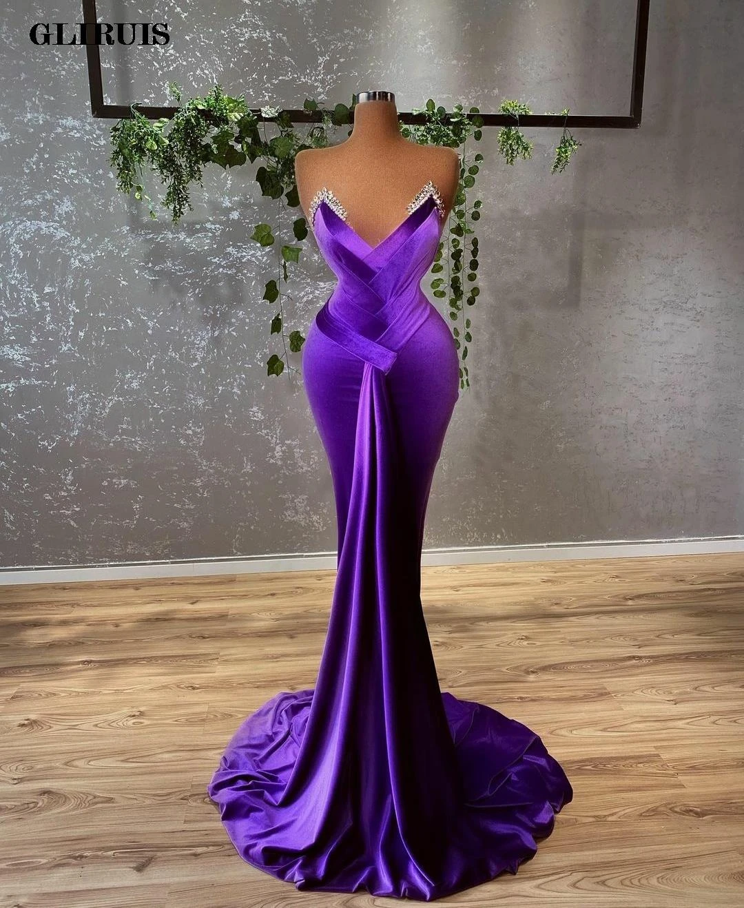 black ball gown Sexy Purple Mermaid Evening Dresses 2022 Gorgeous Long Pleated Satin  فساتين السهرة Party Prom Gown Zipper Back for Women plus size evening gowns