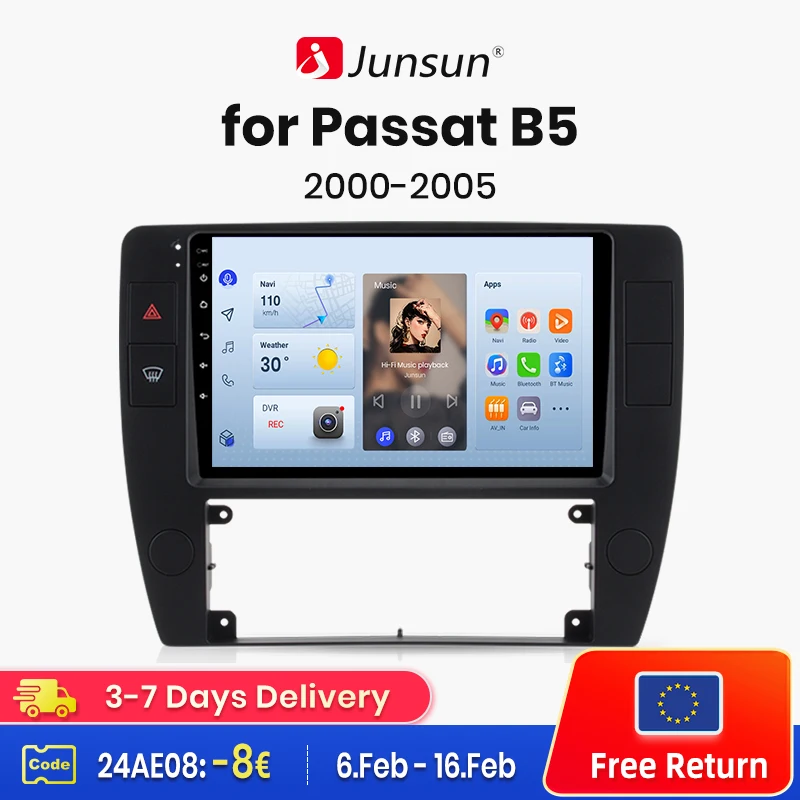 

Автомагнитола Junsun V1 для Passat B5 2000 2001 2002 2003-2005, 4G, GPS