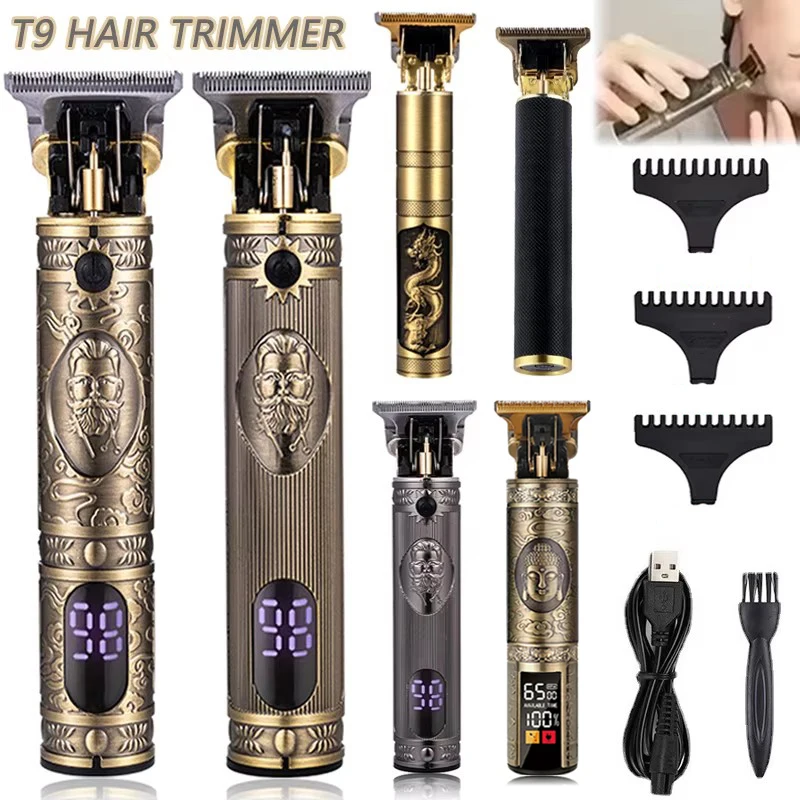 Hair Clipper T9 Carving Hair Clipper Professional Hair Cutting Machine Barber Rechargeable Trimmer Metal Haircut Machine For Men