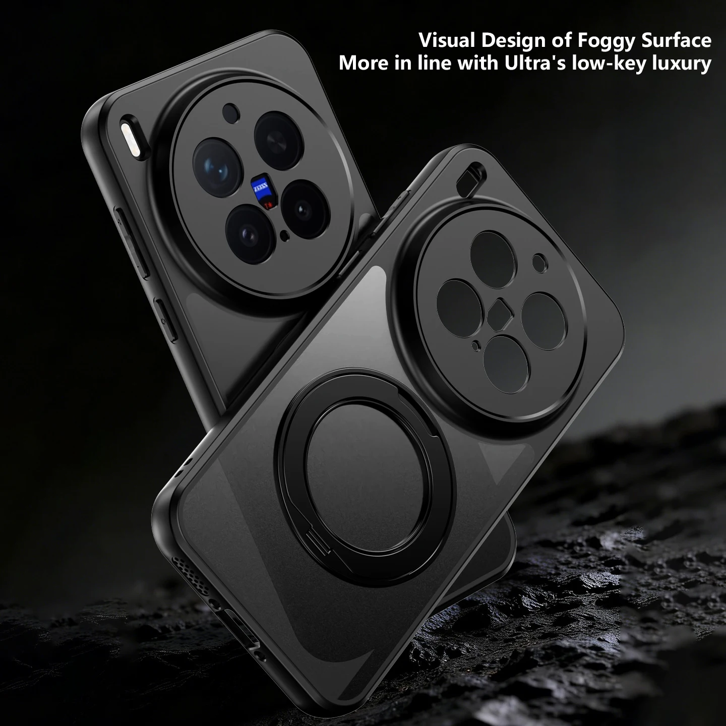 360-Degree Rotation Bracket Matte Frosted Phone Case - Magnetic Shockproof Armor Back Cover