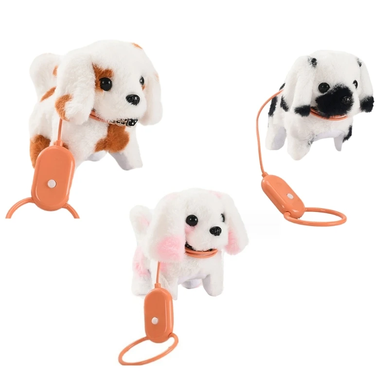 intelligent simulation electric pet multi function can wagging barking walking interesting interactive robot dog plush toy gift Leash Electric Walking Dog Toy Simulation Singing Puppy Toy Barking Plush Dog Toy Baby Craw Learning Toy Toddler DropShipping