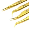 New Vetus 3pcs Tweezers Set  Golden Colors Premium Beauty Makeup Tweezers for Eyelashes Extension Pinzas Super precision 4