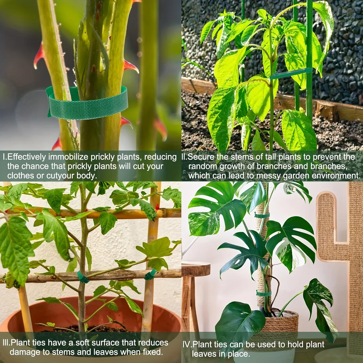 100 Reusable 6-inch Anti-slip Nylon Plant Ties with Velcro Buckles for Climbing Plants