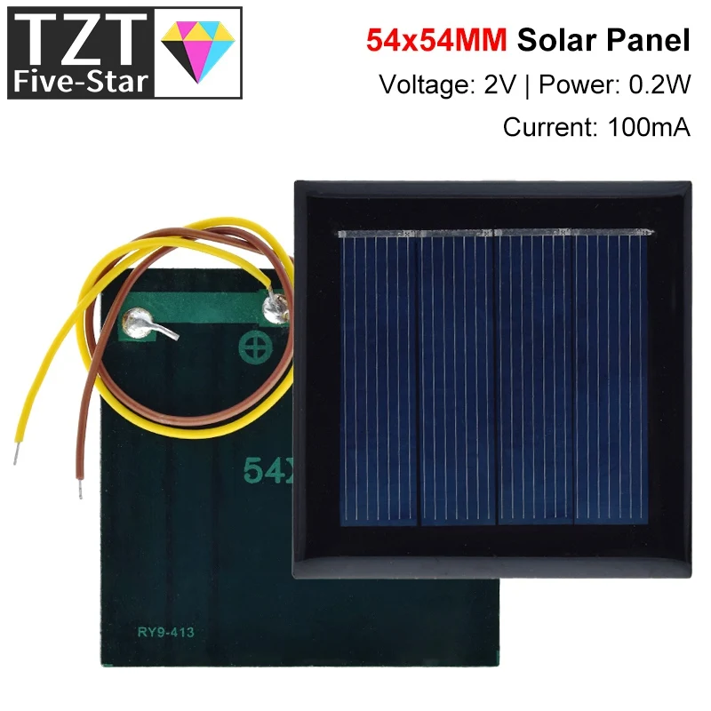 TZT 1/3/5PCS 2V 0,2W 100mA Solarpanel DIY Lademodul Mini Polysilizium Solarzellensystem für Solar-Rasenlampe mit 15CM Kabel