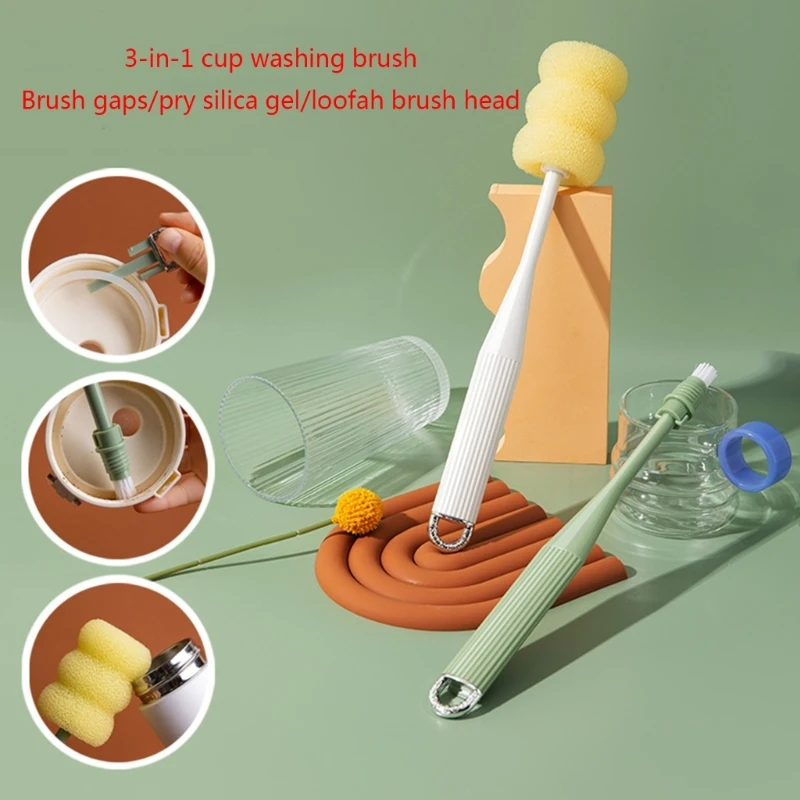 

Мягкая зеленая щетка для чистки бутылок с длинной ручкой для кофейных стаканов, чашек для молока, детских бутылок
