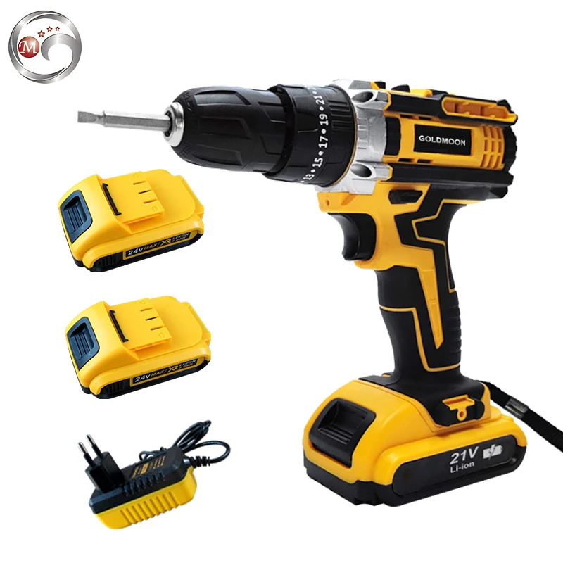 

GOLDMOON Professional Cordless Power Drilling Tools Screwdriver Sets Multi Function Charging Electric Hand Drill