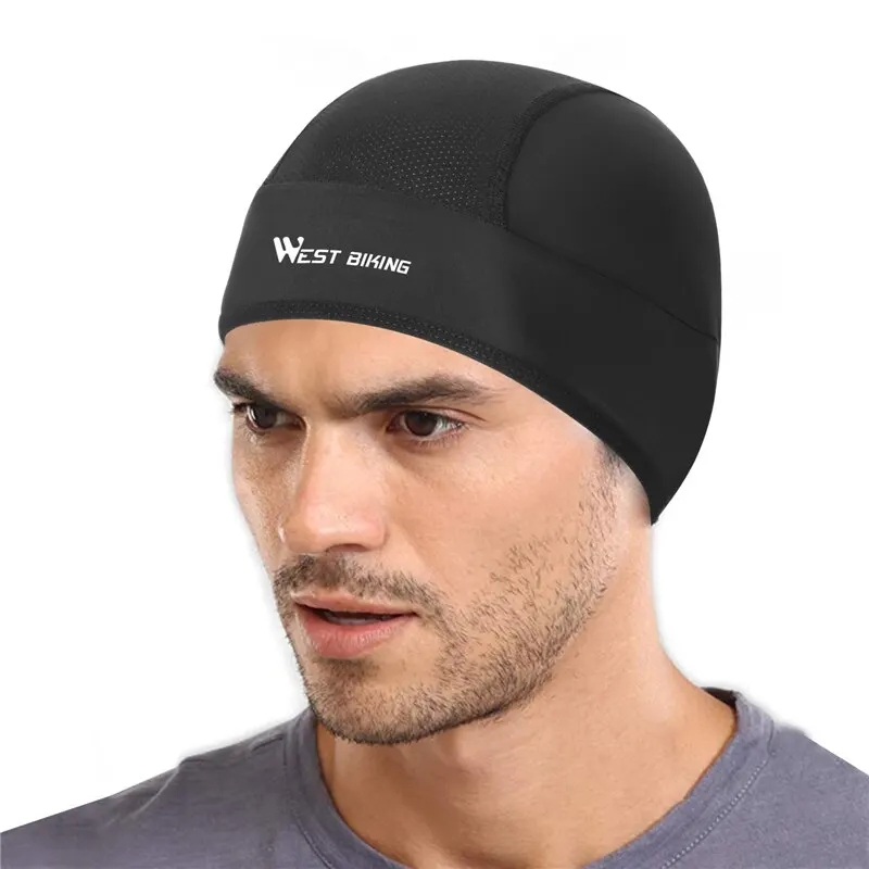 Cycling Caps WEST BIKING Summer Bike Skull Cap Men Cycling Accessories Motorcycle Helmet Lining Mesh Cap Hiking Running Sports Bicycle Hats