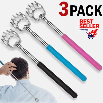 3PCS Back Scratcher Telescopic Bear Claw Scratching Back Scratcher Massager Rotate Telescoping Itch Health Products Hackle 1