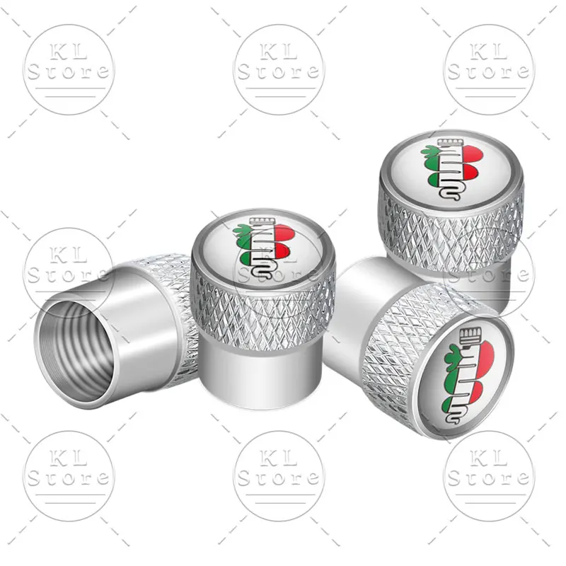 Set of 4 Premium Auto Exterior Logo Metal Tire Valve Caps Dust Covers