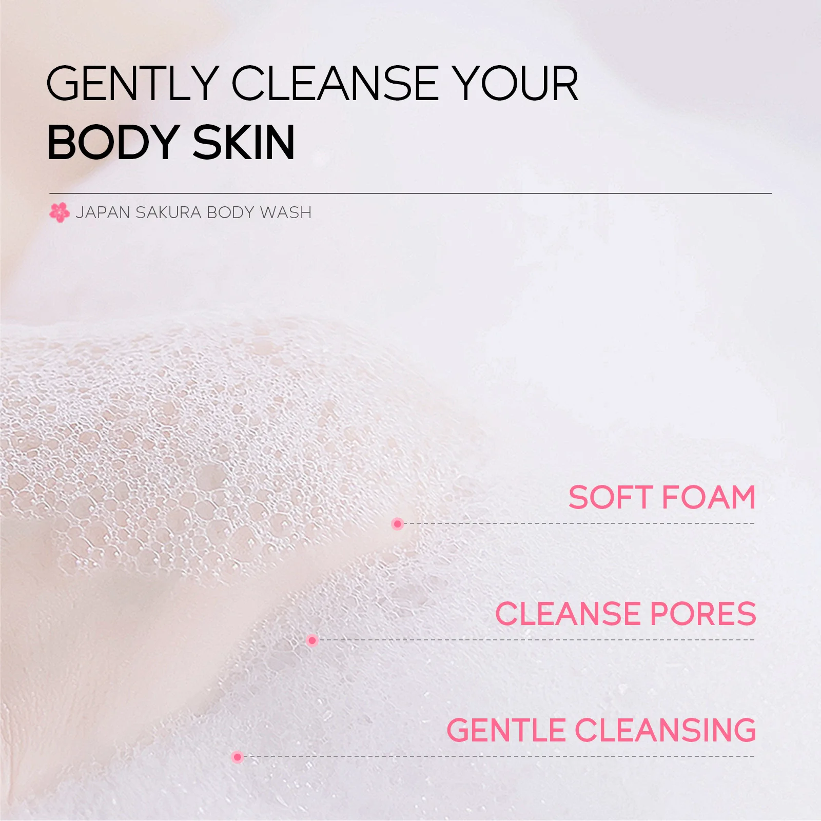 LAIKOU Sakura Shower Gel Long Moisturizing Smooth Long Lasting Fragrance Gentle Foam Body Cleansing Bath Product 100ml