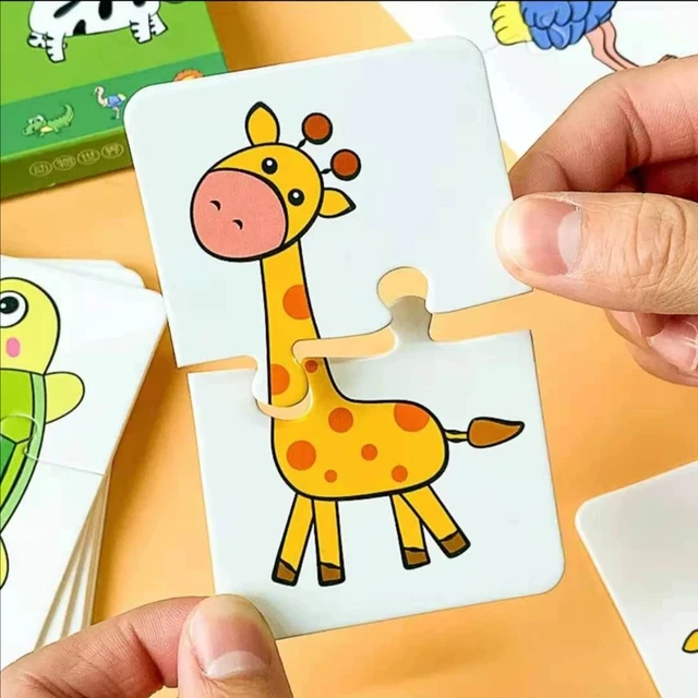 Montessori Toddler Puzzle Cards Toys for Kids Cognitive Fruit Animal Matching Puzzle Games Children Learning Educational Puzzle 3