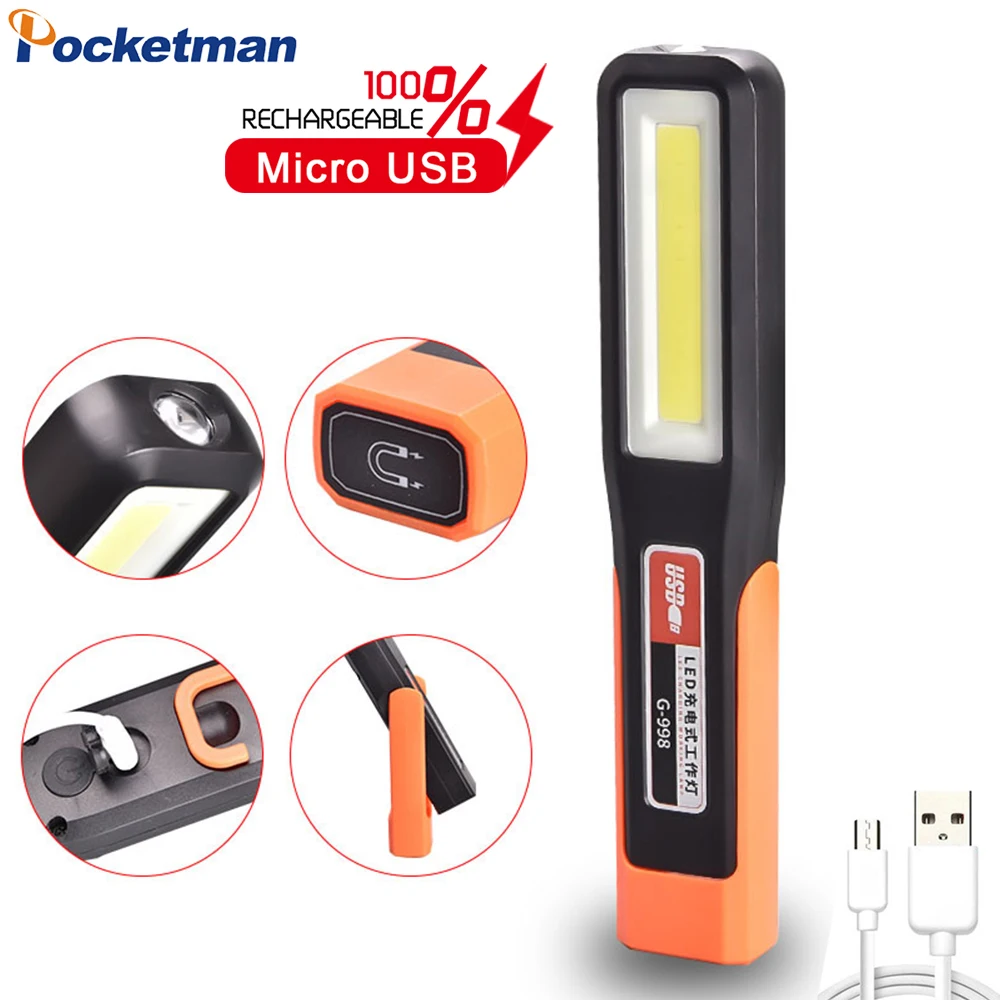 

1-3PCS Powerful COB LED Work Light Car Garage Mechanic Lamp USB Rechargeable Flashlight Magnetic Torch Emergency Warning Light