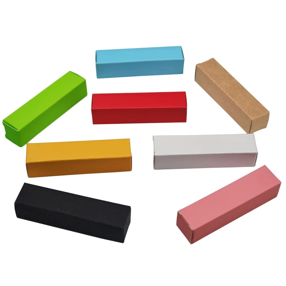 

50pcs/Lot Lip Balm Tube Packaging Carton Box Lipstick Tube DIY Packing Box Colorful Kraft Paper Gift