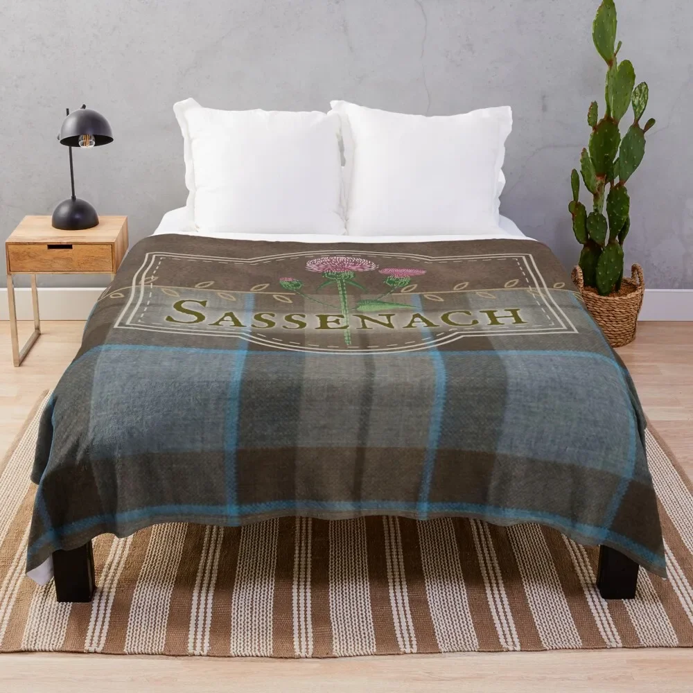 

Outlander - Sassenach Leather and Tartan with Thistles and Leaves Throw Blanket Large Travel Decorative Sofas Blankets