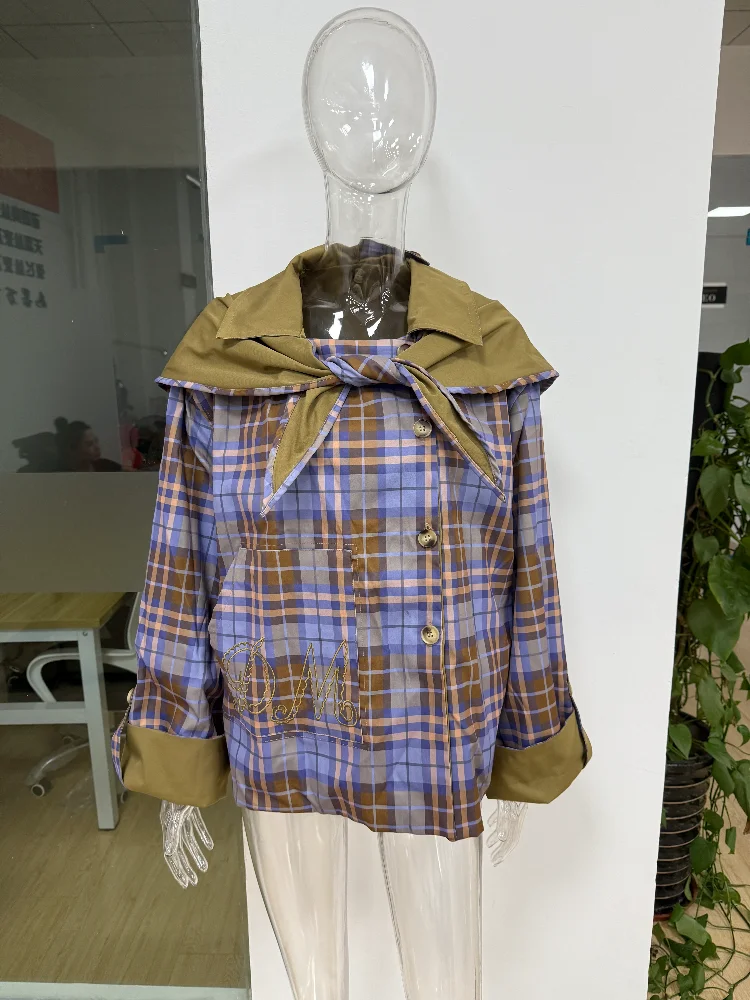 Stilvolle doppelseitige Mantel Frauen Casual Chic lose gestreifte Windjacke Herbst modische Designer Y2k auffällige Streetwear – Detail 5