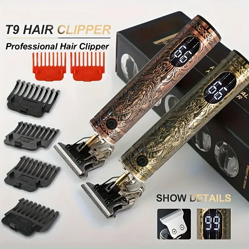 T-Blade Hair Clipper for Barbers – USB Rechargeable, Cordless Design, Precision Beard and Hair Trimming, Professional Engraving BEST SELLERS