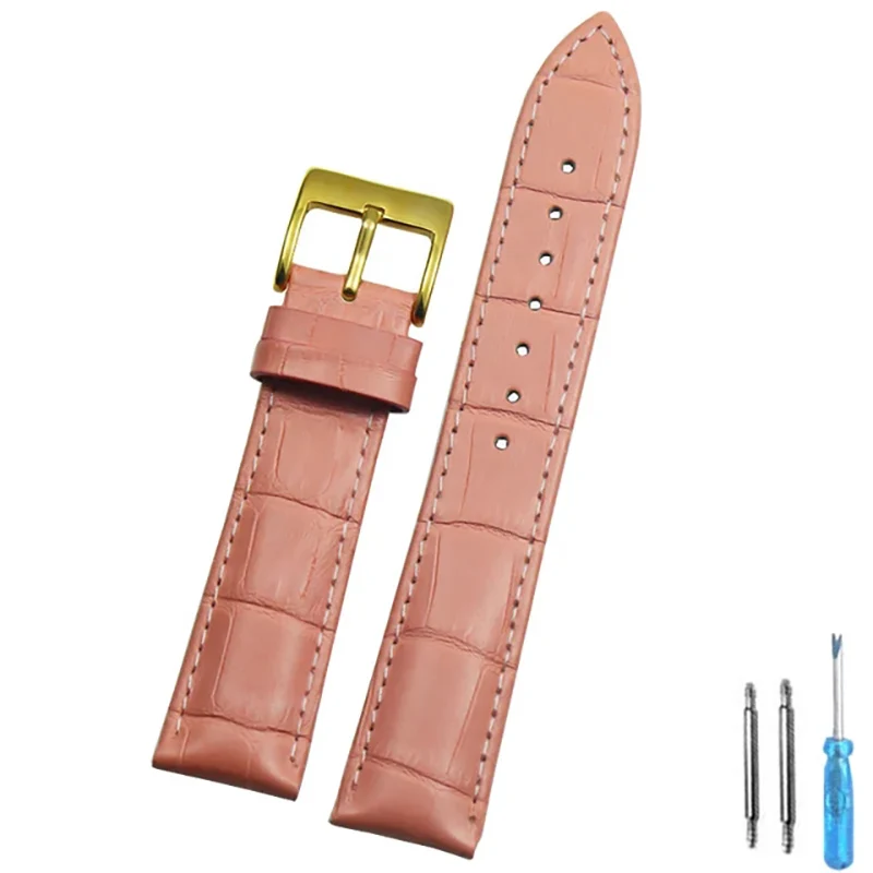 Premium Genuine Leather Watch Strap with Steel Buckle - Includes Tool