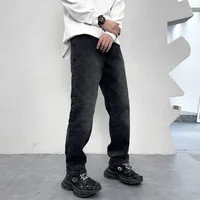 2024 Autumn American Street Printed Black Jeans Men's Loose Straight Fashion Hip-Hop Fashion Retro Y2K Pants 2
