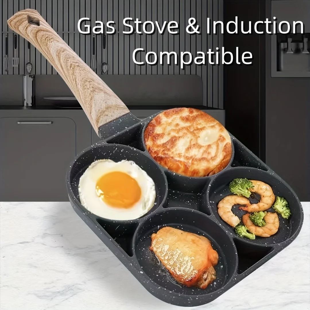 2/4-Hole Frying Pot Pan Thickened Omelet Pan Non-stick Egg Pancake Steak Cooking Egg Ham Pans Dual Purpose Cookware