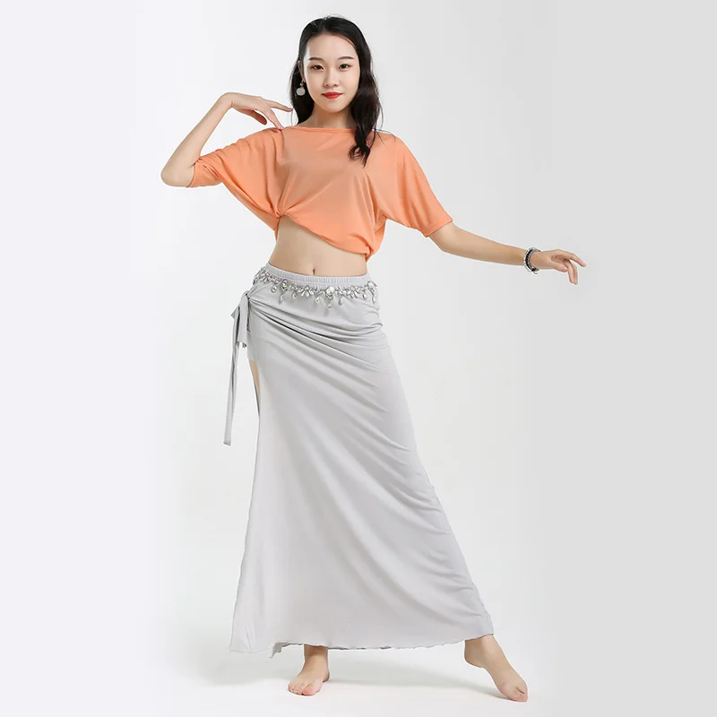

#9814 Retro China Style Belly Dance Clothes Women Batwing Sleeve O-neck Loose Short Tops High Waist Long Skirt And Top Set Women