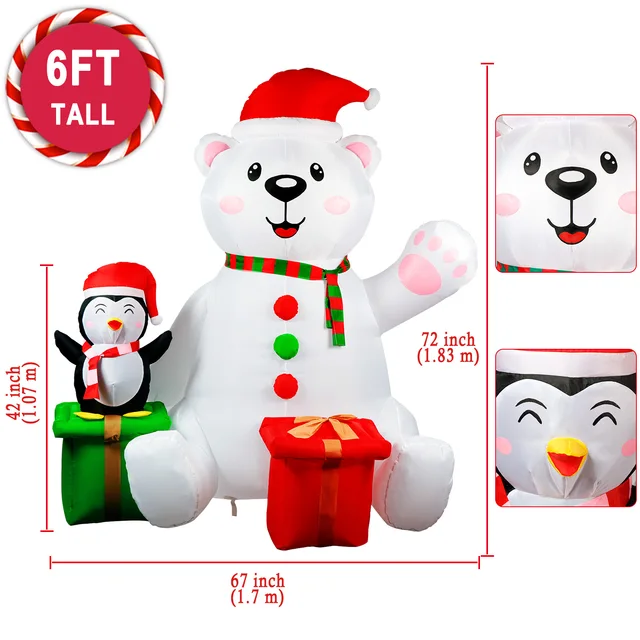 6FT Christmas Polar Bear Inflatable 2