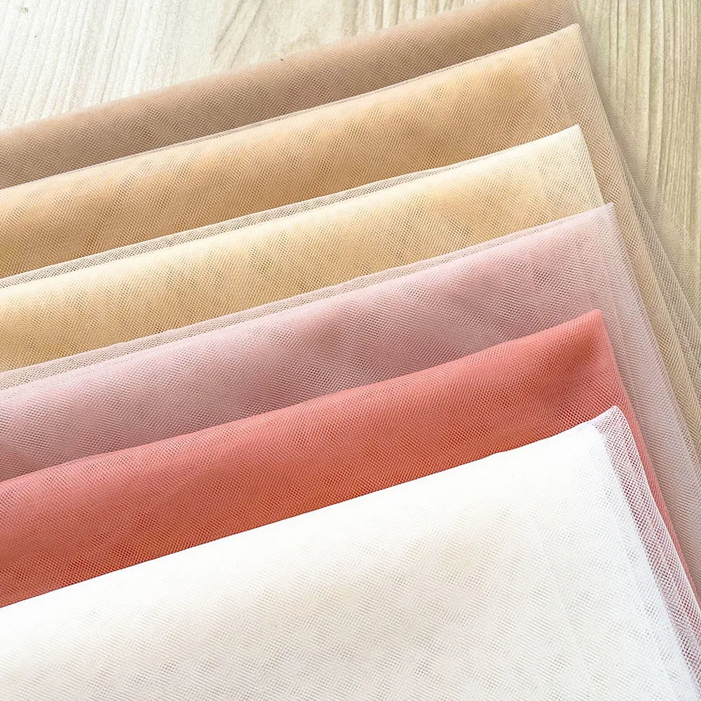 1 Yard Brown Nude Nylon Tulle Fabric Super Soft Fine Mesh DIY Sewing Pageant Wedding Decoration Girls Birthday Dress Material