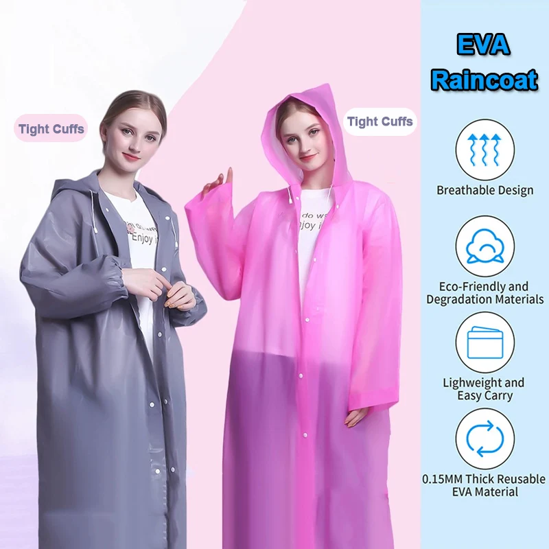 Raincoat Poncho Adult Men and Women Hooded Reusable Thickened Waterproof Outdoor Travel Fashion Transparent raincoat poncho