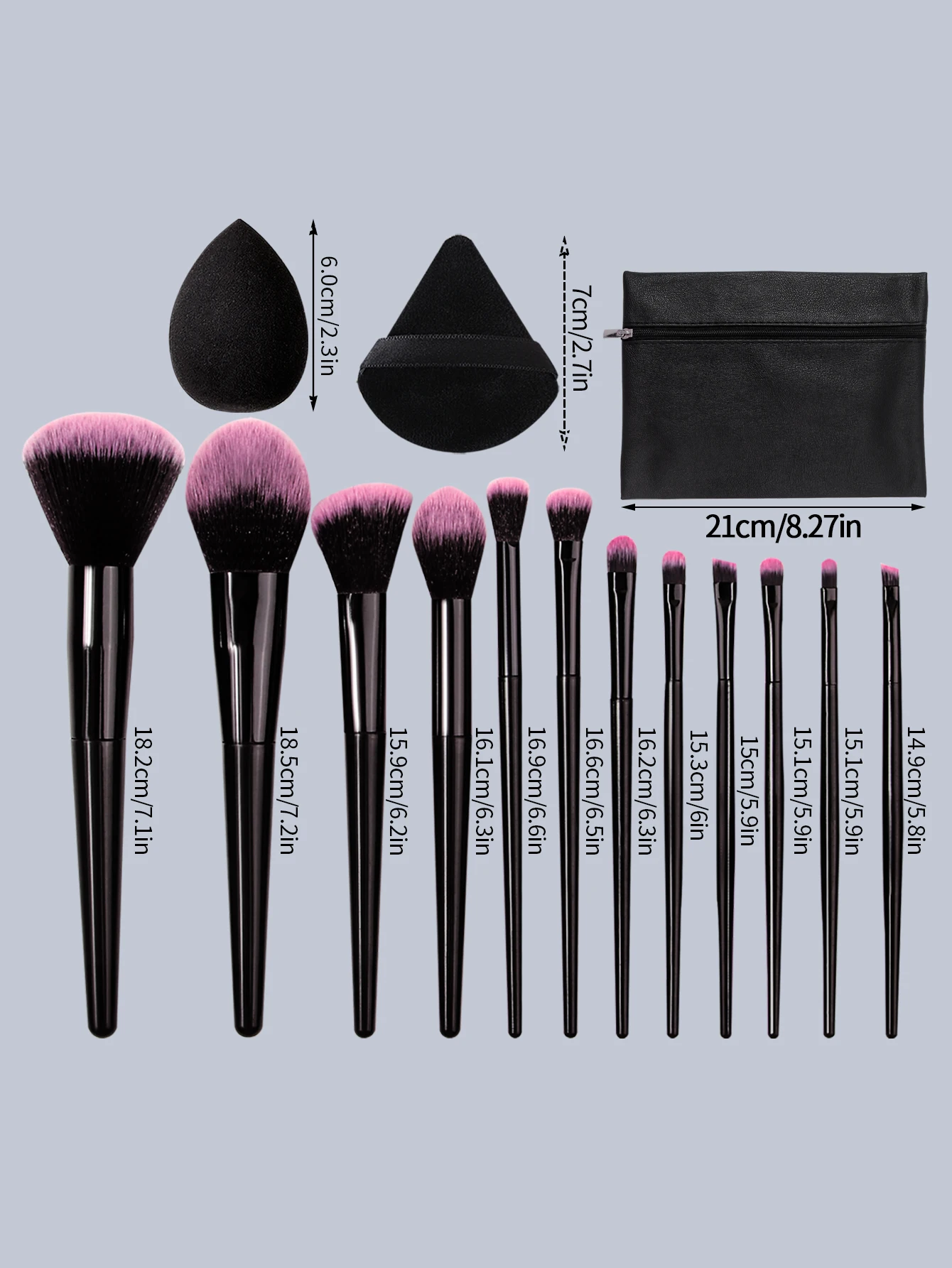 12PCS/13PCS/17PCS 다목적 메이크업 브러쉬 세트 & 고탄성 메이크업 스펀지 에그 파우더 퍼프 & 지퍼 보관 가방