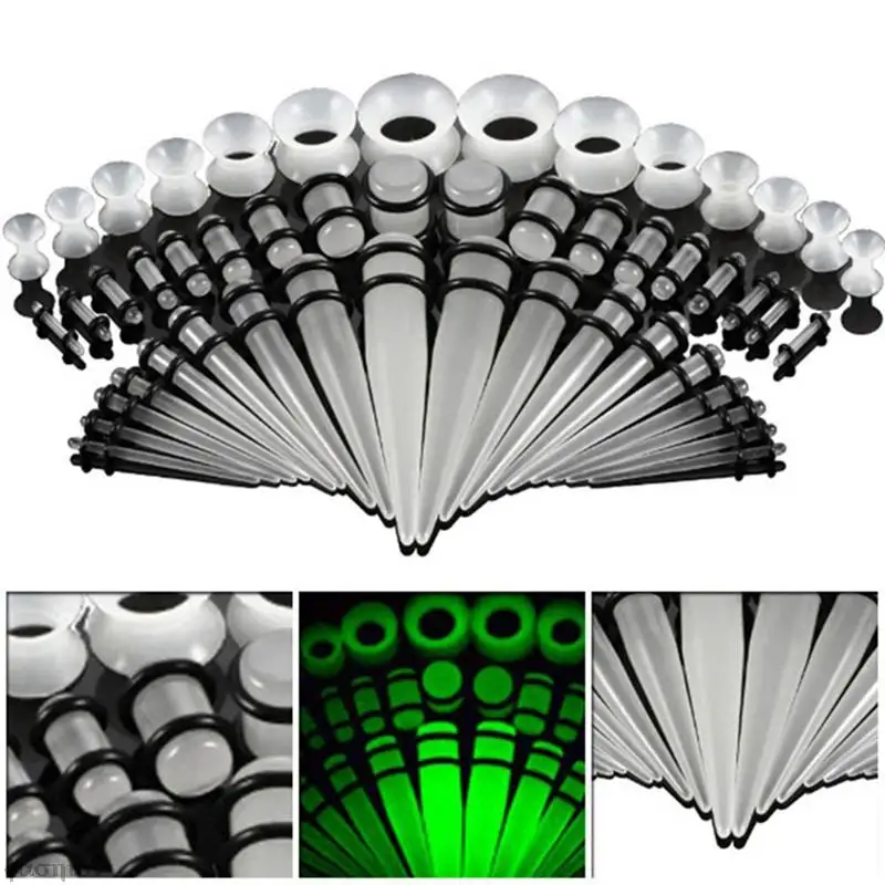 Piercing Jewelry 50pcs/lot Acrylic Ear Gauge Taper And Plug Stretching Kits Mixed Color Ear Flesh Tunnel Expansion