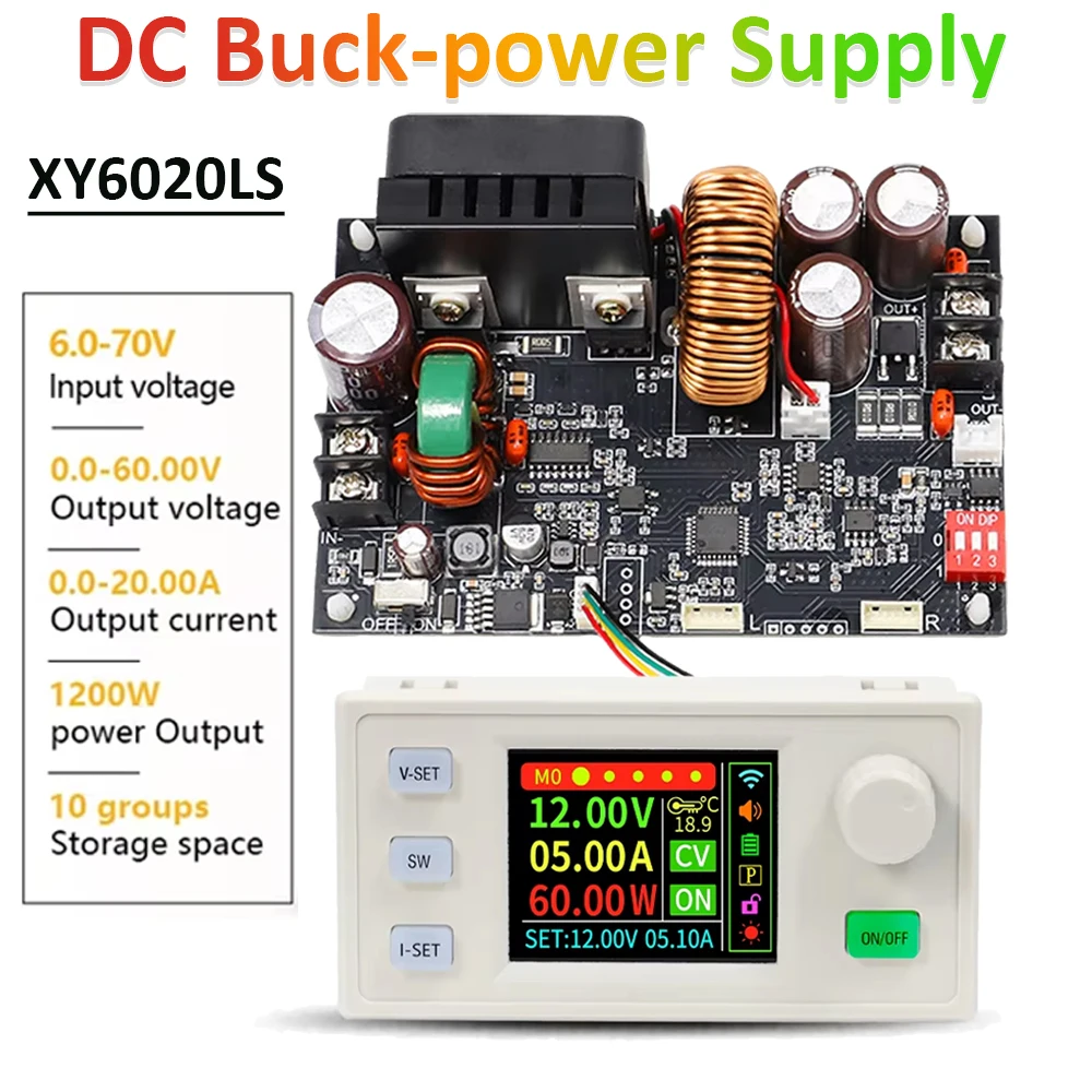 XY6020LS DC6-70V ปรับหน้าจอสีขั้นตอนลง Stabilized Power Supply 20A 1200W CNC แรงดันไฟฟ้าคงที่ Buck Converter 1