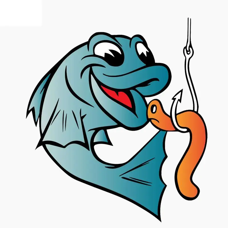 

Z1161# Self-adhesive Decal For Fish Fishing Worm Bite Hook Car Sticker Waterproof Auto Decors on Bumper Rear Window Laptop