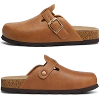 Shevalues Sabots en cuir végétalien pour femmes, mules confortables à semelle en liège pour hommes, chaussures unisexes tendance à enfiler avec soutien de la voûte plantaire 1