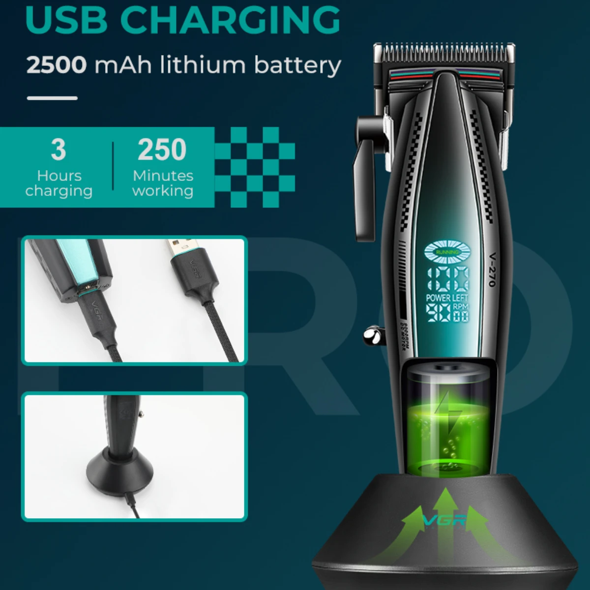 VGR مكينة حلاقه رجالي ماكينات قص الشعر ماكينة قص ا...