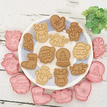 8Pcs/Set Cookie Tools Creative Handmade Molds DIY Cartoon Biscuit Mould Christmas Cookie Cutters Plastic Baking Cookie Tools 2