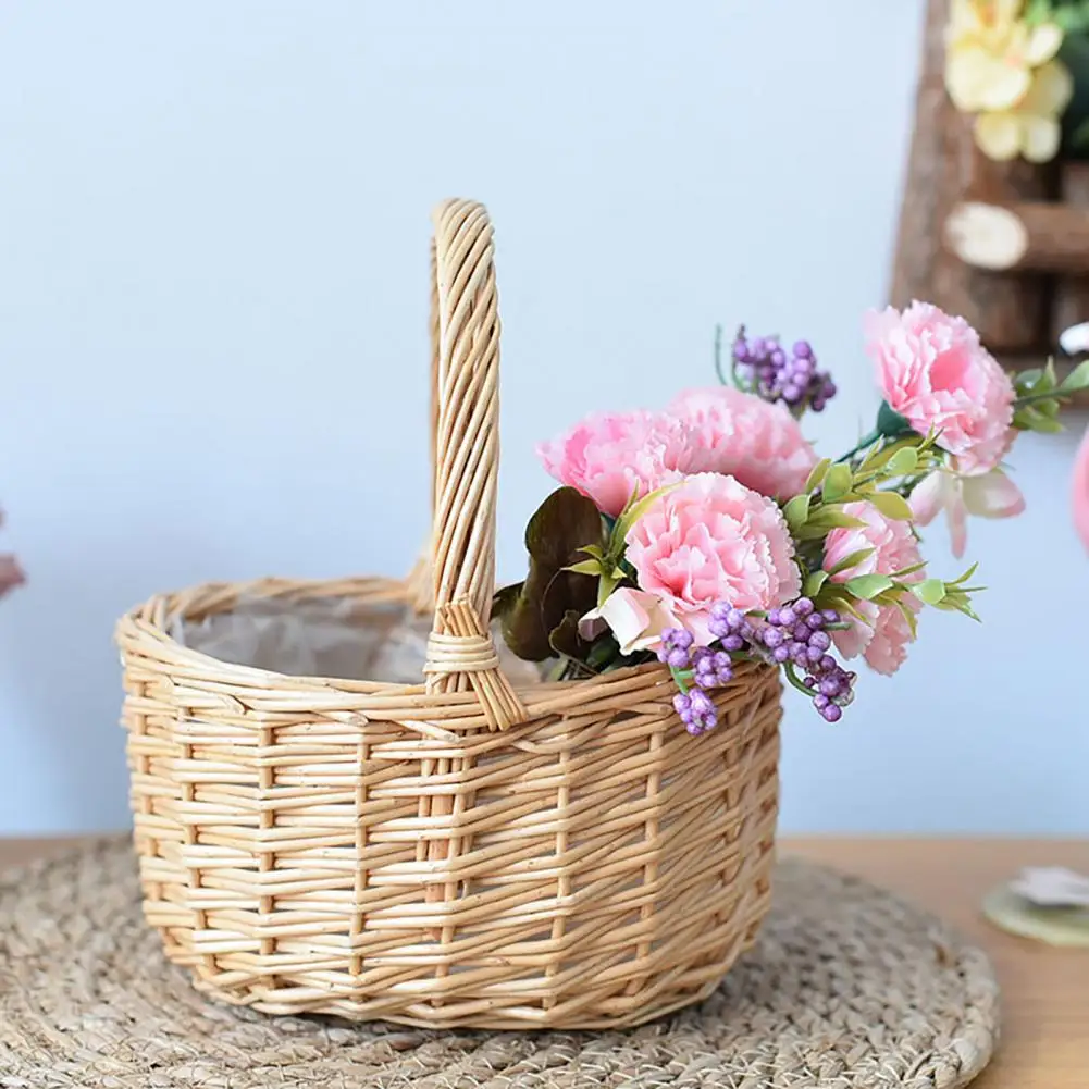 

Dropshipping!! Basket Container Multi-purpose Rattan Fruit Food Plant Storage Flower Basket for Home