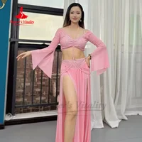Vêtements d'entraînement de danse du ventre pour femmes, vêtements de Performance de tempérament élégants personnalisés, ensemble en maille confortable et respirante 5