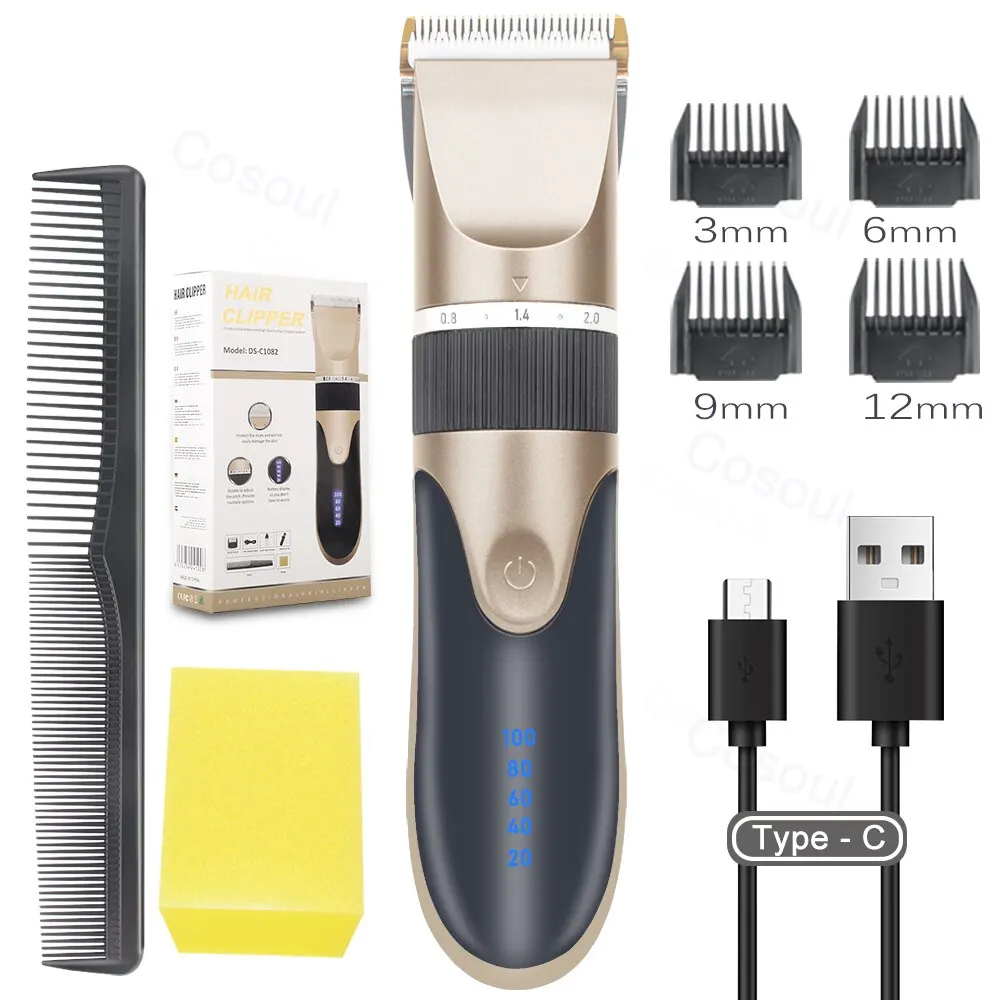Professional Hair Clipper Electric Barber Hair Trimmers For Men Adults Kids Cordless Rechargeable Hair Cutter Machine Hair Trim