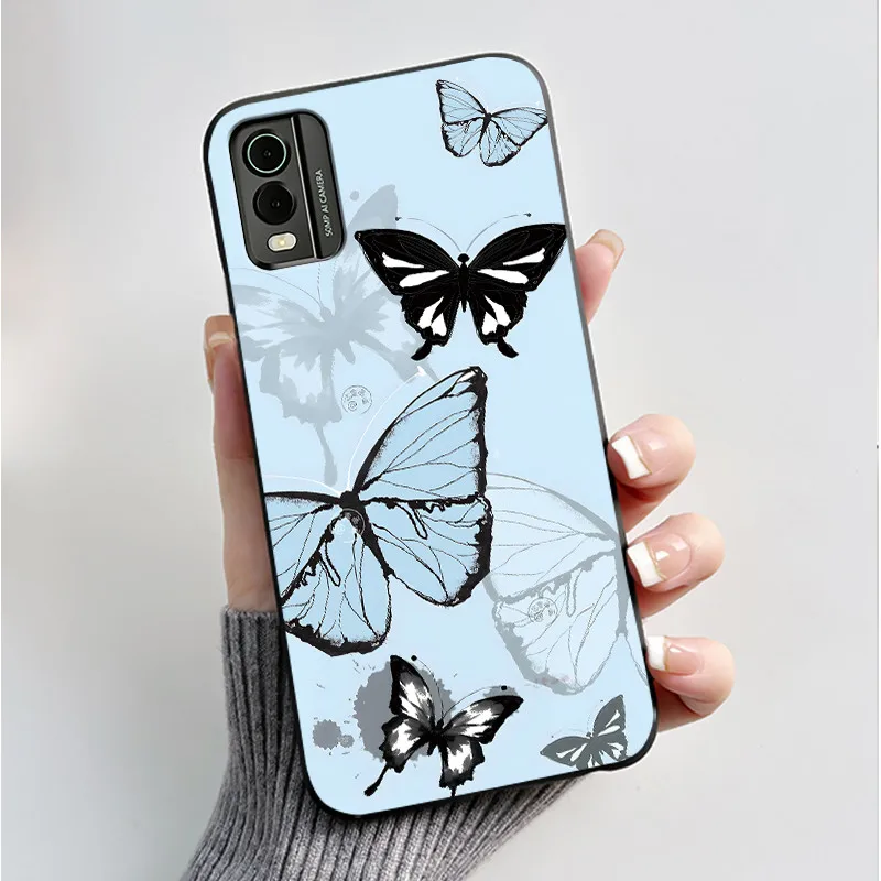 Black Soft Silicone TPU Luxury Fashion Flower Butterfly Phone Case