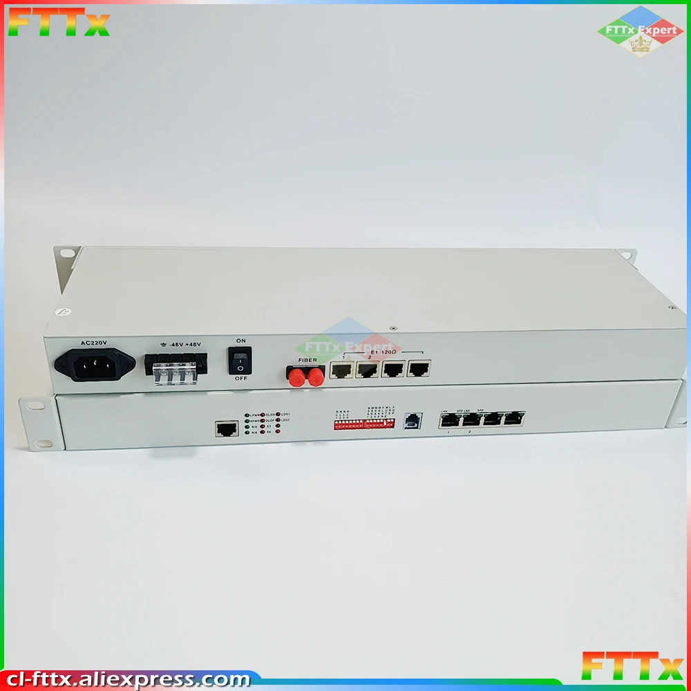 Multiplexer A Fibra Ottica 2E1 2Eth,2E1(120Ohm) 2E Pdh Fibra Pcm Multiplexer Sm Fibra Singola, Fc,20Km, Rack Da 19 Pollici, Doppia Alimentazione