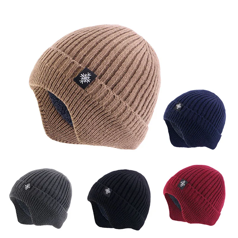 Outdoor Winter Knitted Hat Men Women Plush Warm Ear Cap Earmuff Stylish Soft Casual Ski Hats Cycling Ear Protection Beanies Winter Hat Knitted Hat Fashion Hat