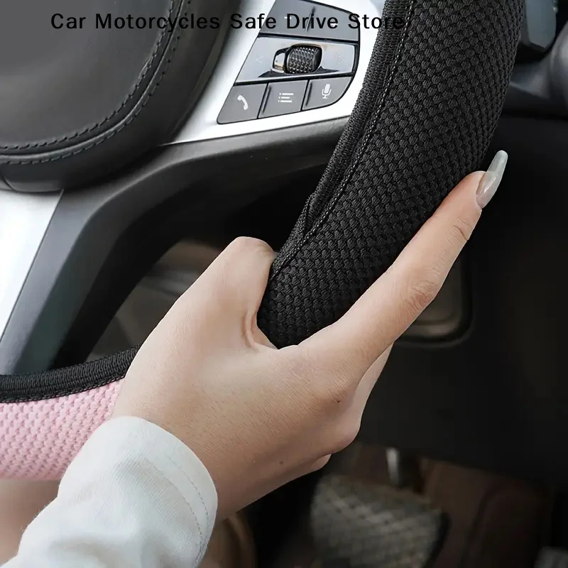 Cartoon Cat Ears Steering Wheel Cover - All-Season, Anti-Slip, Breathable & Wear-Resistant